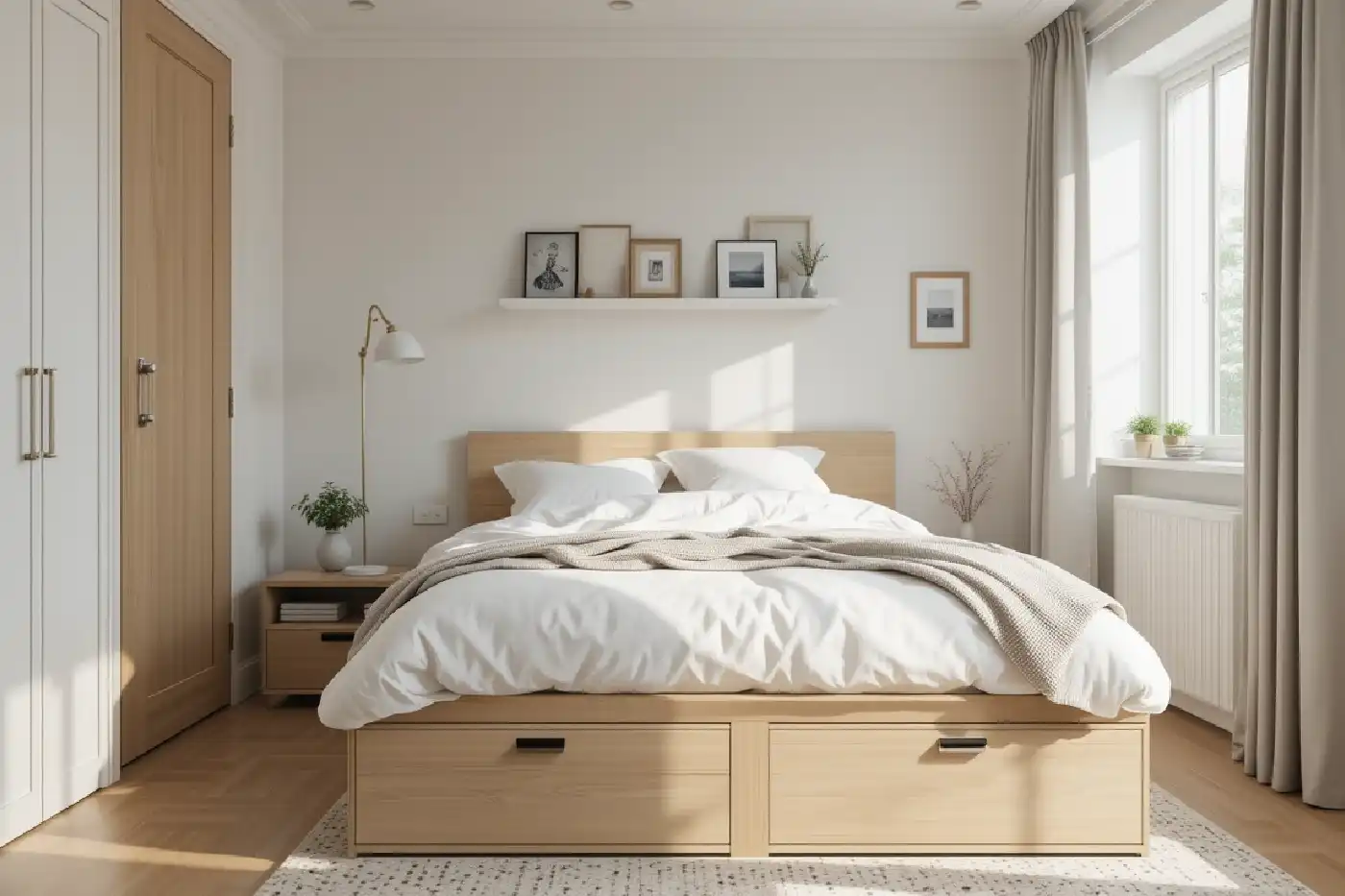 Style de Chambre petite surface avec style scandinave lumineux et cosy